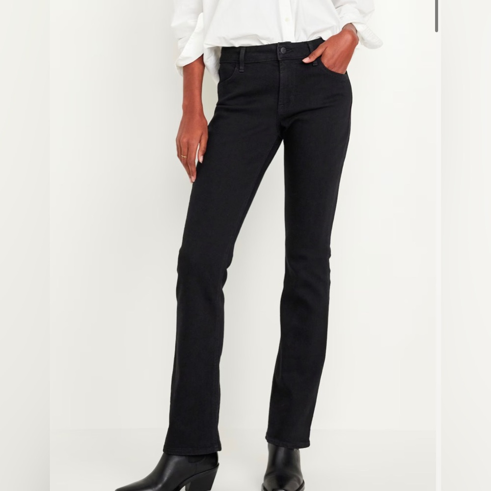 Old Navy Womens Black Mid Rise Wow Boot Cut Jeans NWT‎ Sz 0 Short Cowgirl Rodeo